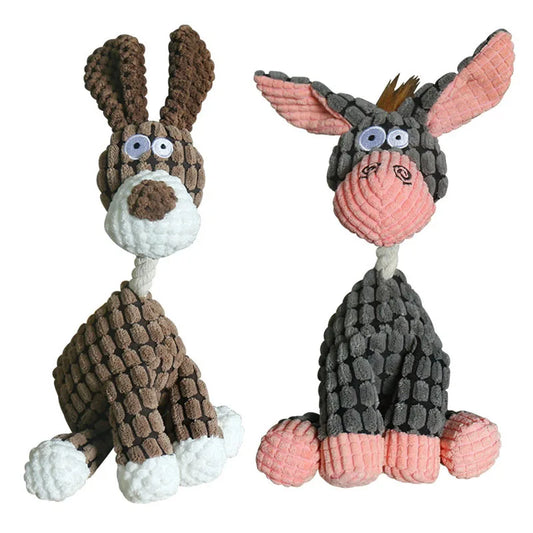 Fun Donkey Shaped Corduroy Squeaky Pet Toy