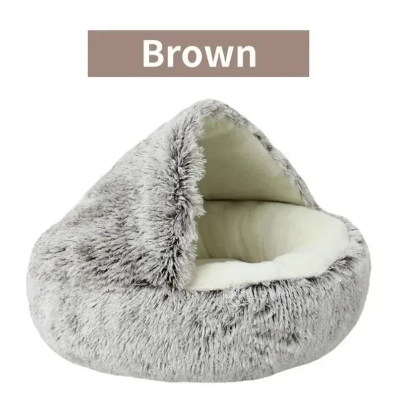 2-in-1 Round Cat Cushion Warm Sleeping Nest