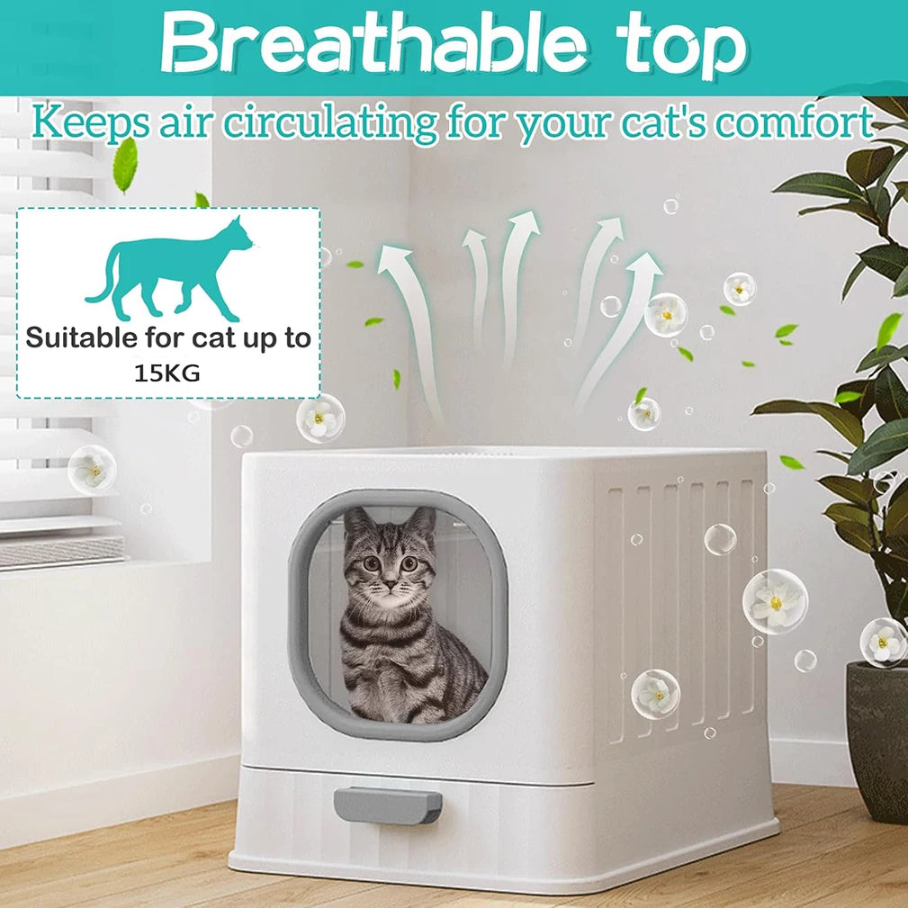 Leak-proof Enclosed Cat Litter Box Pull Drawer