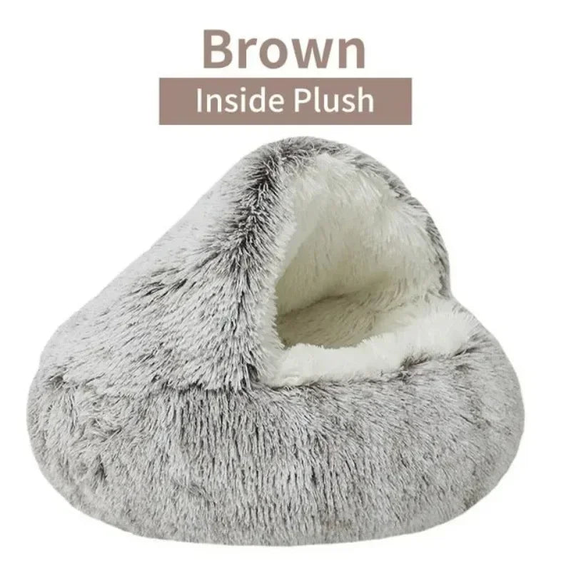 2-in-1 Round Cat Cushion Warm Sleeping Nest