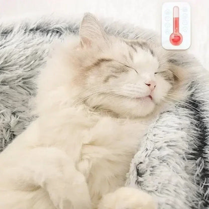 2-in-1 Round Cat Cushion Warm Sleeping Nest