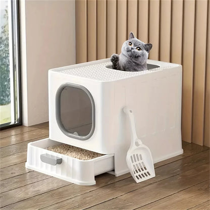 Leak-proof Enclosed Cat Litter Box Pull Drawer