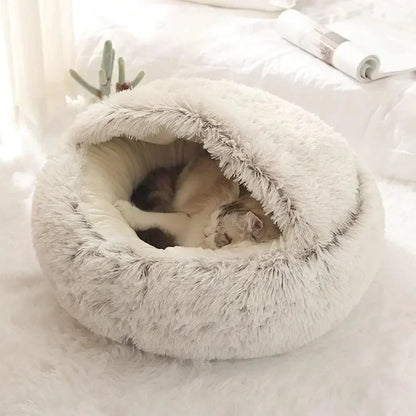 2-in-1 Round Cat Cushion Warm Sleeping Nest