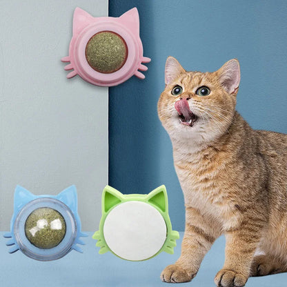 Rotatable Wall-Mounted Catnip Ball Toy