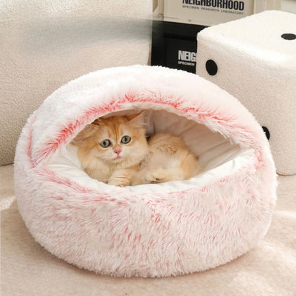 2-in-1 Round Cat Cushion Warm Sleeping Nest